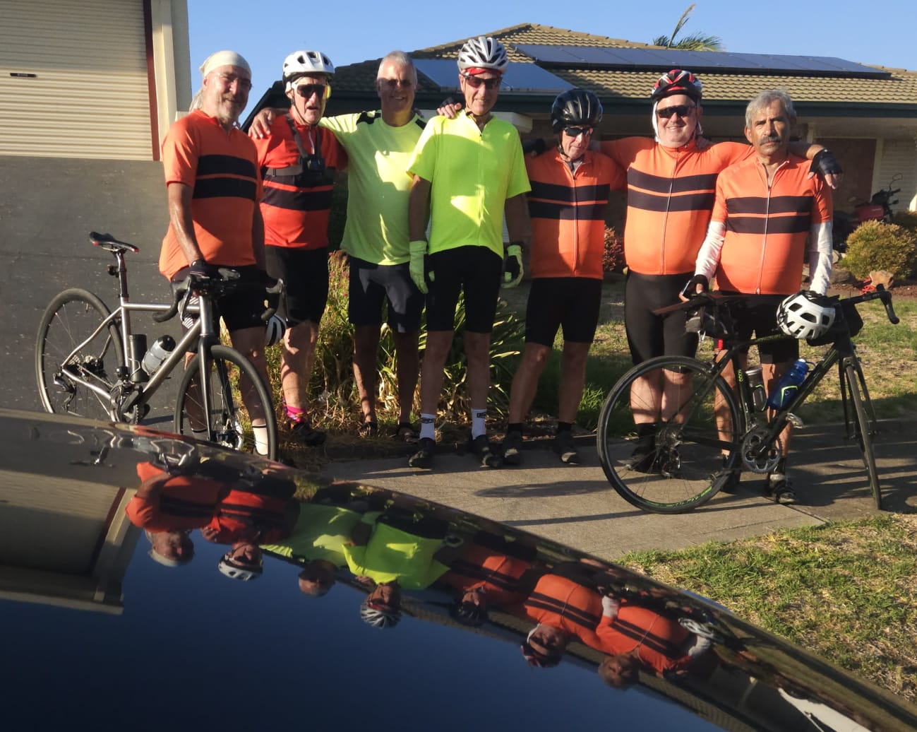 The Wheeliebinners gathered with their bikes